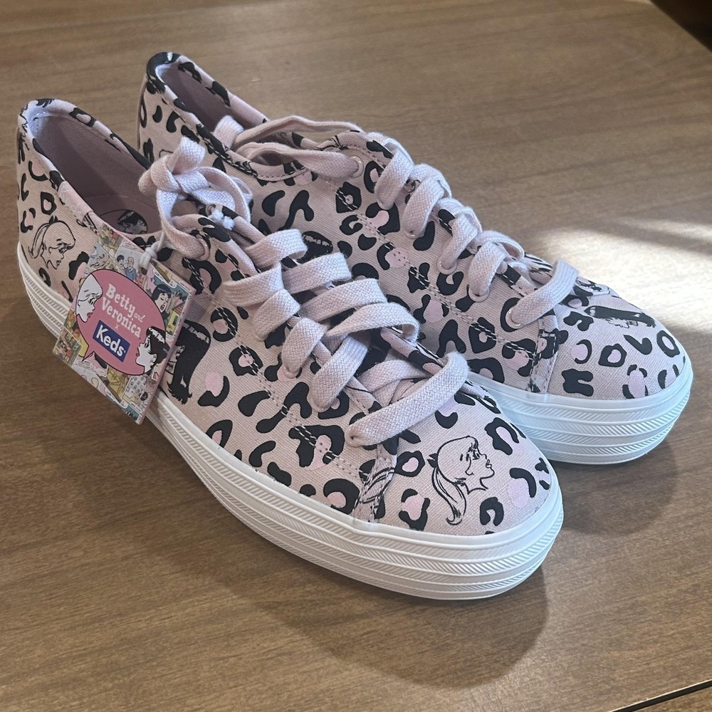 Keds Betty And Veronica‎ Shoes Womens Size 8 Pink Leopard Platform Sneakers
